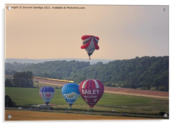 Hot air Balloon launch from the Maize field near Bath Acrylic by Duncan Savidge
