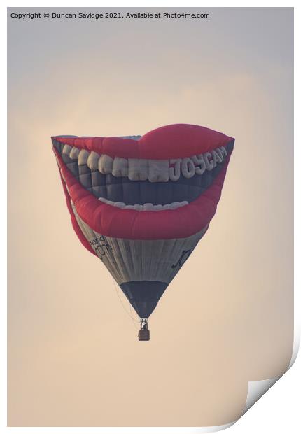 Joycam hot air balloon Print by Duncan Savidge