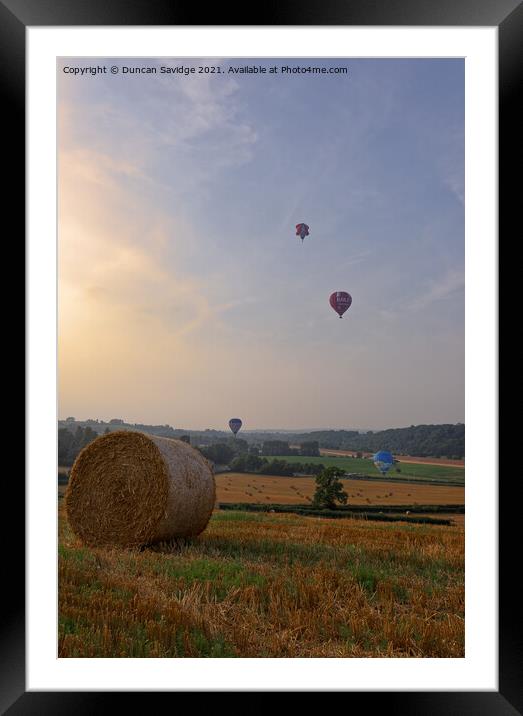 Hay Bale hot air balloon  Framed Mounted Print by Duncan Savidge