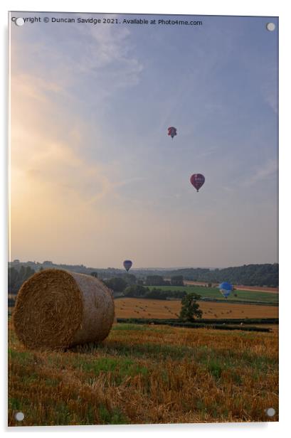 Hay Bale hot air balloon  Acrylic by Duncan Savidge
