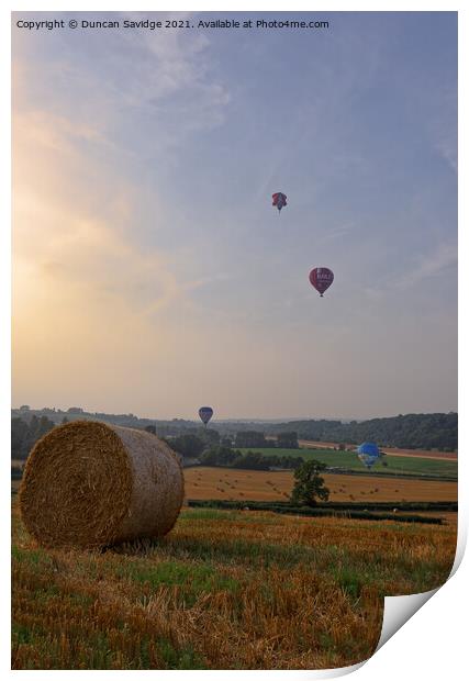 Hay Bale hot air balloon  Print by Duncan Savidge