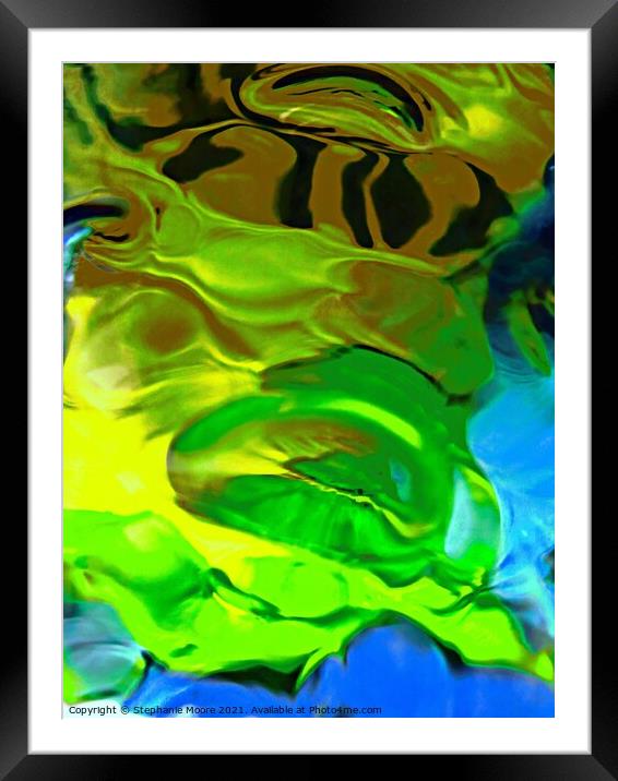 Abstract in green and blue Framed Mounted Print by Stephanie Moore