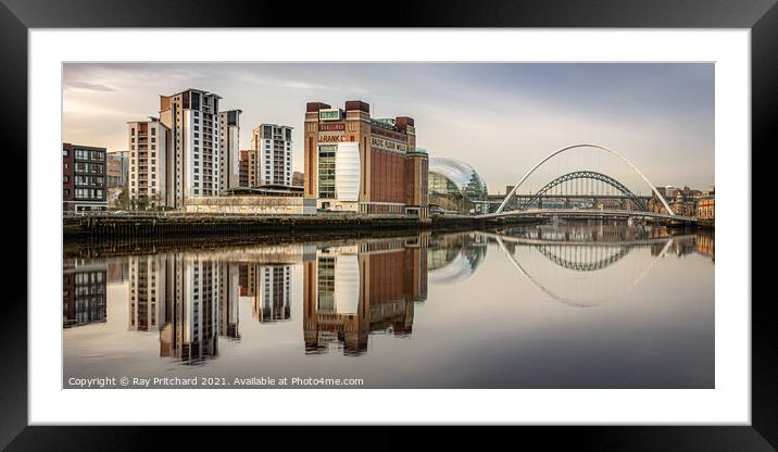 River Tyne Reflections Framed Mounted Print by Ray Pritchard