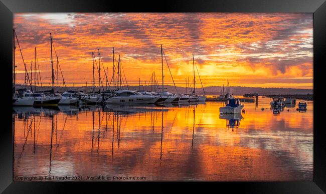 Brixham Harbour summer sunset - Devon Framed Print by Paul Naude