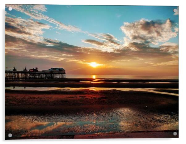 North Pier Sunset Acrylic by Ian Pettman