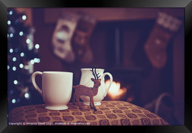 Christmas Drinks By Log Fire Framed Print by Amanda Elwell
