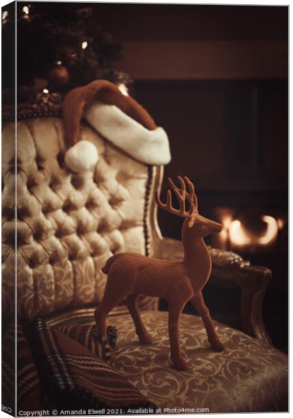 Festive Christmas By Roaring Fire Canvas Print by Amanda Elwell