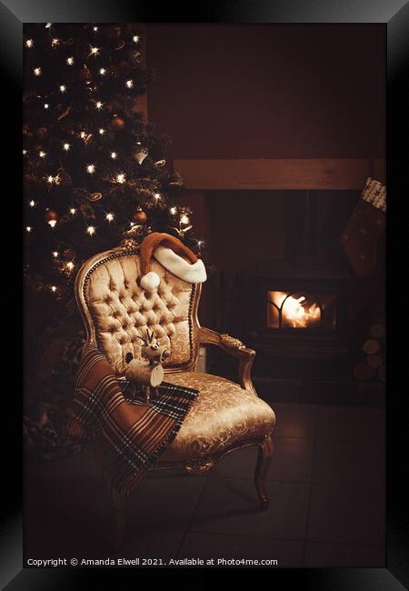 Festive Christmas By Roaring Fire Framed Print by Amanda Elwell