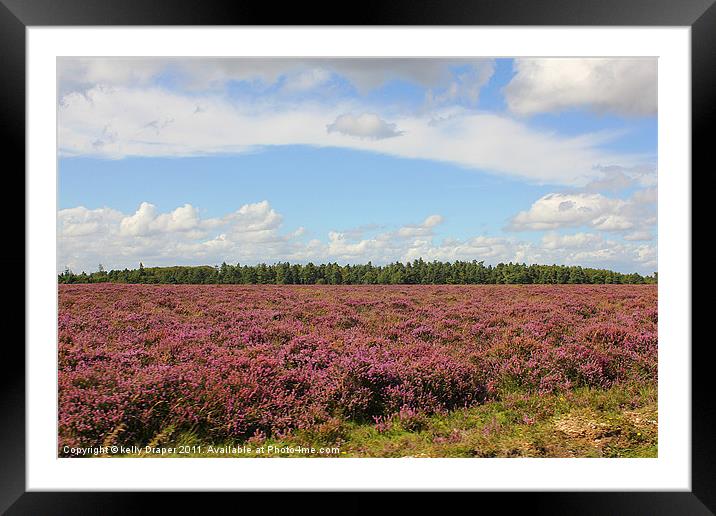 New Forest Heather Framed Mounted Print by kelly Draper