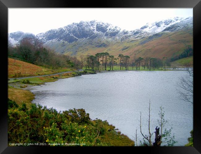 Snow capped Haystacks Mountain. Framed Print by john hill