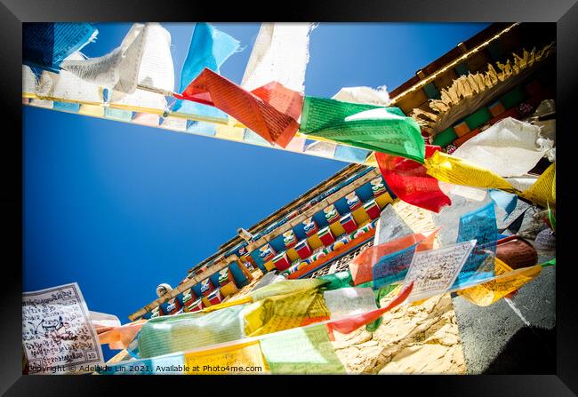 Tibetan prayer flags spread good fortune Framed Print by Adelaide Lin