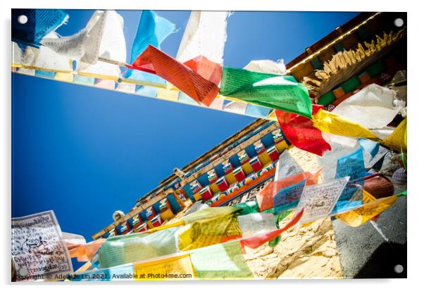 Tibetan prayer flags spread good fortune Acrylic by Adelaide Lin