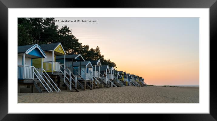 Wells Beach Huts (8 Framed Mounted Print by Jo Sowden