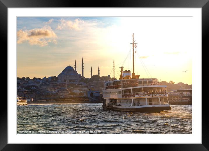 Ferryboat in Istanbul. Framed Mounted Print by Sergey Fedoskin