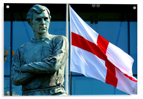 Bobby Moore Statue England Flag Wembley Stadium Acrylic by Andy Evans Photos