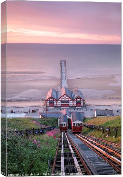 Sunset at Saltburn-by-the-Sea Tramway Canvas Print by Sarah Smith