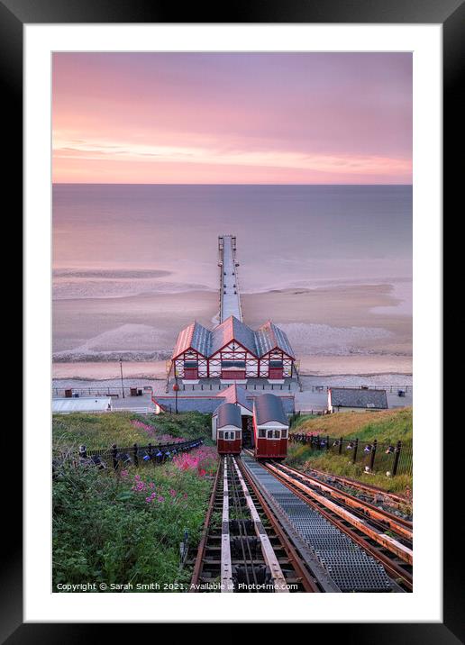 Sunset at Saltburn-by-the-Sea Tramway Framed Mounted Print by Sarah Smith