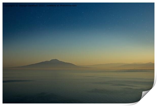 Sunset Over Vesuvius Print by George Davidson