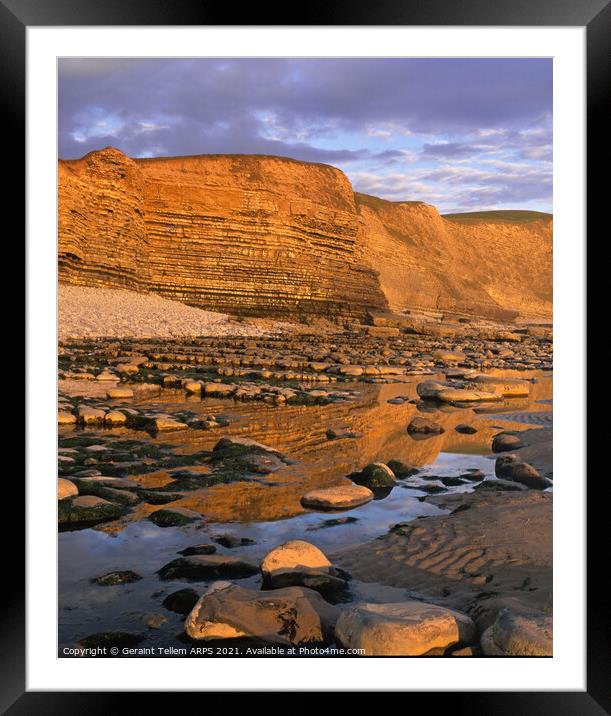 Limestone cliffs, Dunraven Bay, Southerndown, Wales, UK Framed Mounted Print by Geraint Tellem ARPS