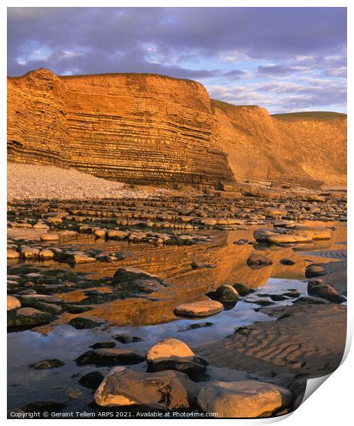 Limestone cliffs, Dunraven Bay, Southerndown, Wales, UK Print by Geraint Tellem ARPS