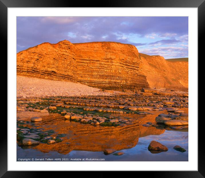 Limestone cliffs, Dunraven Bay, Southerndown, Wales, UK Framed Mounted Print by Geraint Tellem ARPS