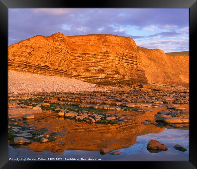 Limestone cliffs, Dunraven Bay, Southerndown, Wales, UK Framed Print by Geraint Tellem ARPS