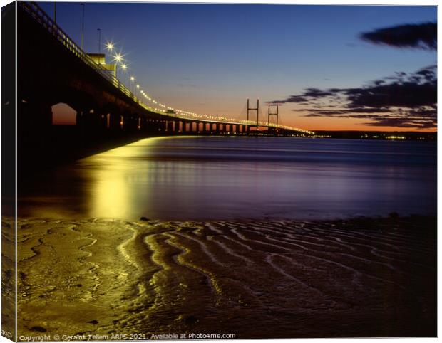 Prince of Wales Bridge at twilight, Severn Estuary, UK Canvas Print by Geraint Tellem ARPS