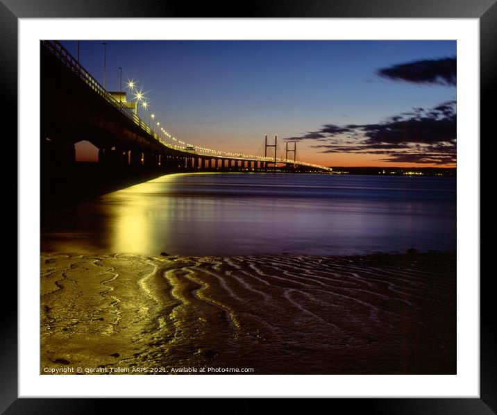 Prince of Wales Bridge at twilight, Severn Estuary, UK Framed Mounted Print by Geraint Tellem ARPS