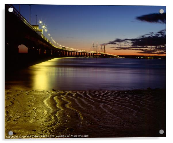 Prince of Wales Bridge at twilight, Severn Estuary, UK Acrylic by Geraint Tellem ARPS