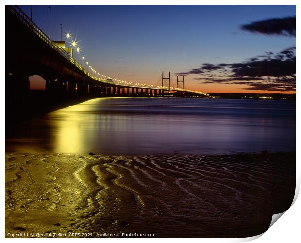 Prince of Wales Bridge at twilight, Severn Estuary, UK Print by Geraint Tellem ARPS