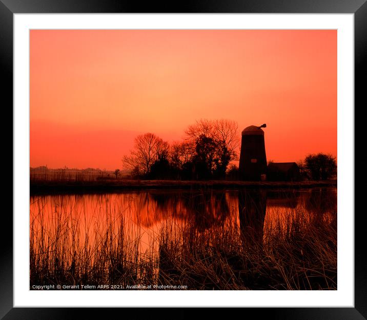 Disused mill at dawn, Norfolk Broads, England, UK Framed Mounted Print by Geraint Tellem ARPS
