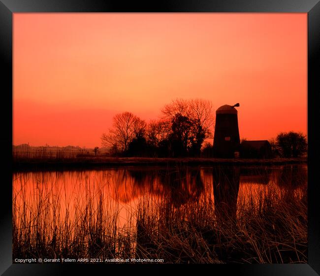 Disused mill at dawn, Norfolk Broads, England, UK Framed Print by Geraint Tellem ARPS