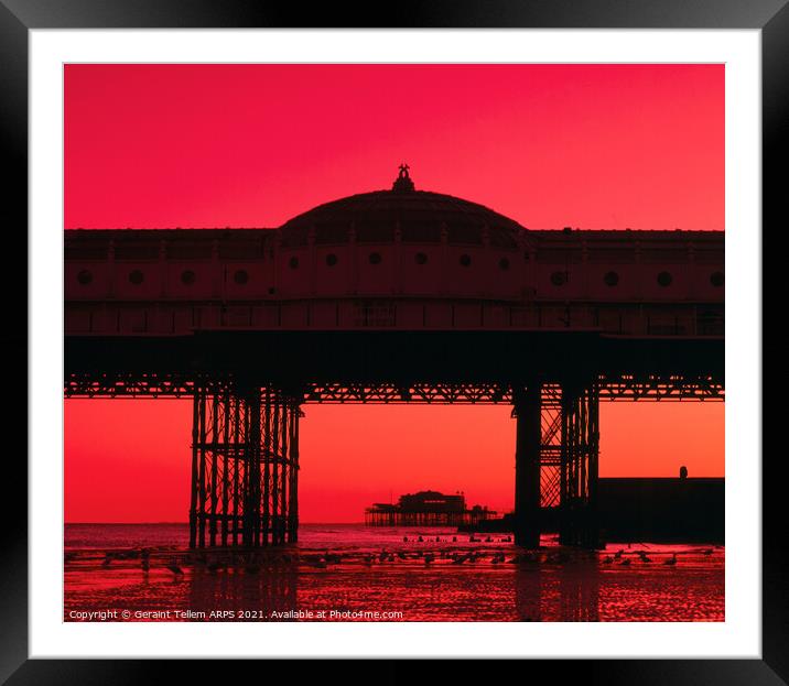 Brighton Pier at sunset, East Sussex, England, UK Framed Mounted Print by Geraint Tellem ARPS