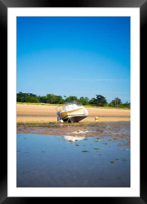 boats laying on the beach Framed Mounted Print by youri Mahieu