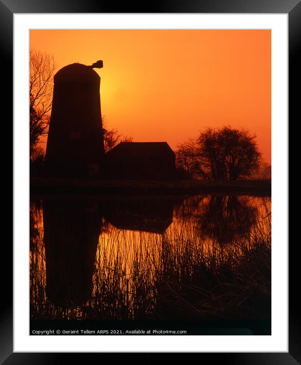Disused windmill at sunrise, Norfolk Broads, England, UK Framed Mounted Print by Geraint Tellem ARPS