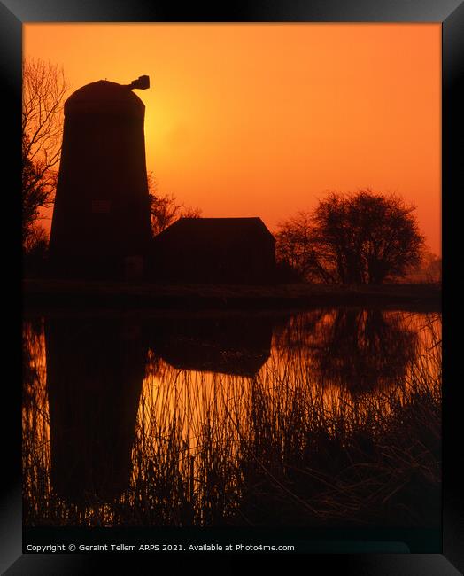 Disused windmill at sunrise, Norfolk Broads, England, UK Framed Print by Geraint Tellem ARPS