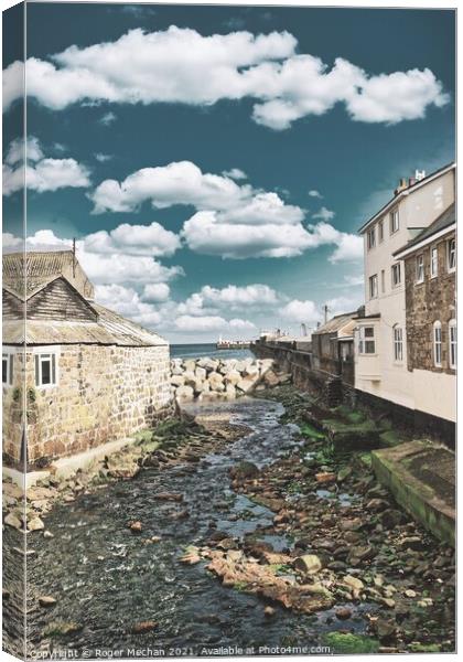 The Serene View of Newlyn Breakwater Canvas Print by Roger Mechan