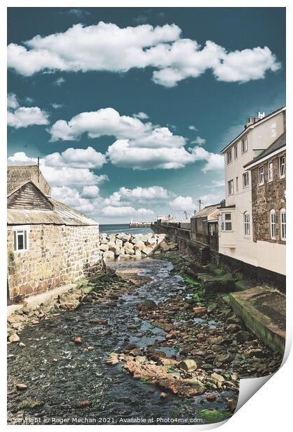 The Serene View of Newlyn Breakwater Print by Roger Mechan