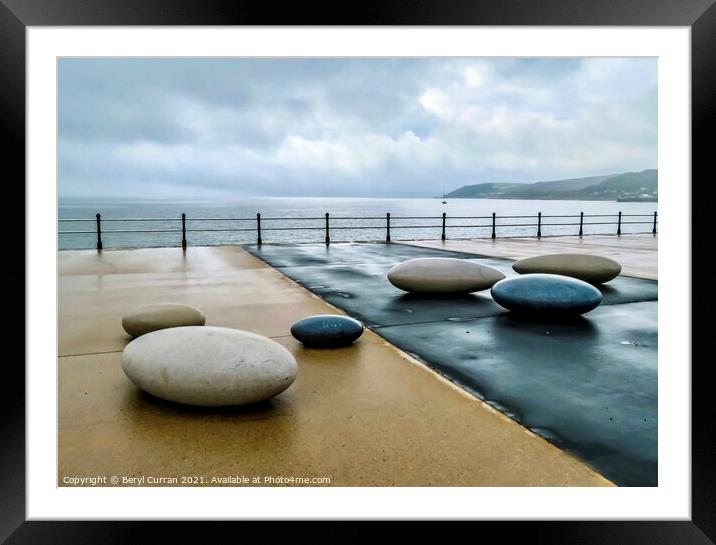 Majestic Pebbles on Penzance Promenade Framed Mounted Print by Beryl Curran