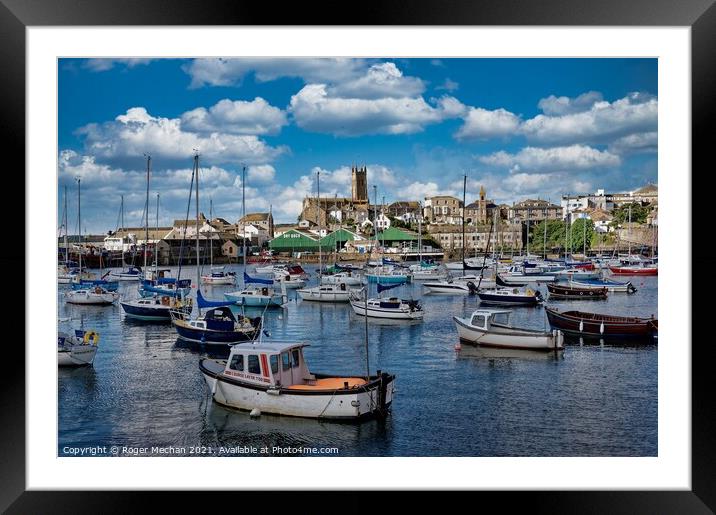 Tranquil Harbour at Penzance Framed Mounted Print by Roger Mechan
