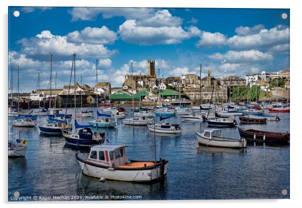 Tranquil Harbour at Penzance Acrylic by Roger Mechan