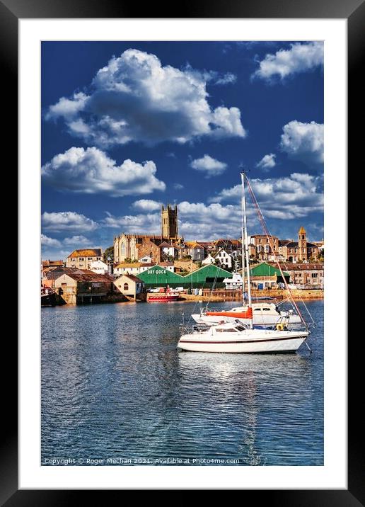 Serene beauty of Penzance Harbour Framed Mounted Print by Roger Mechan