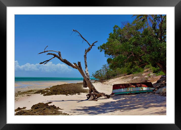 Fishing Boat in the Shade on the Beach Framed Mounted Print by Jeremy Hayden