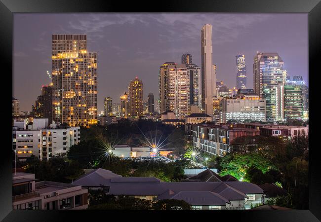 Bangkok Metropolis Thailand Asia, view to the cityscape in the Night Framed Print by Wilfried Strang