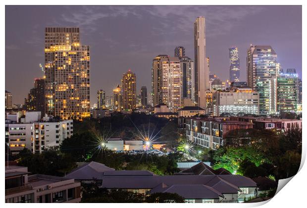 Bangkok Metropolis Thailand Asia, view to the cityscape in the Night Print by Wilfried Strang