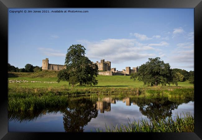 Alnwick Castle reflected in the River Aln (2) Framed Print by Jim Jones