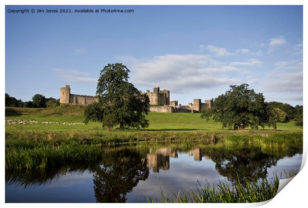 Alnwick Castle reflected in the River Aln (2) Print by Jim Jones