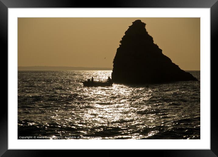 Returning Fishermen, Praia de Dona Ana, Algarve Framed Mounted Print by Kasia Design