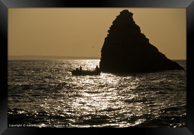 Returning Fishermen, Praia de Dona Ana, Algarve Framed Print by Kasia Design