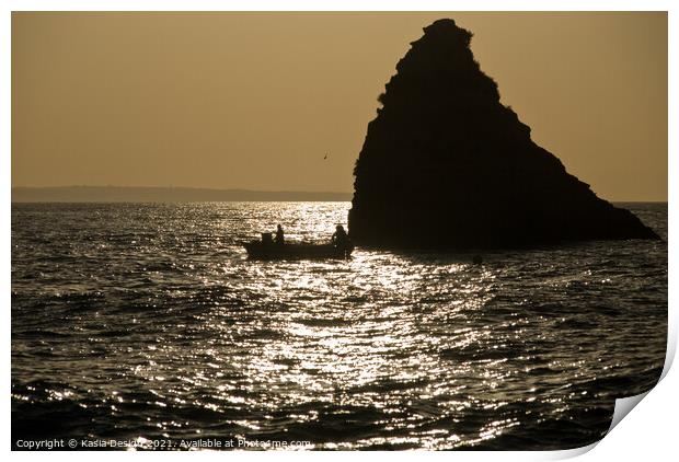 Returning Fishermen, Praia de Dona Ana, Algarve Print by Kasia Design